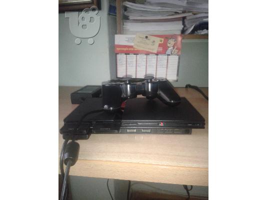 πωλειται play station 2 slim μαυρο + ενα τηλεχειριστηριο